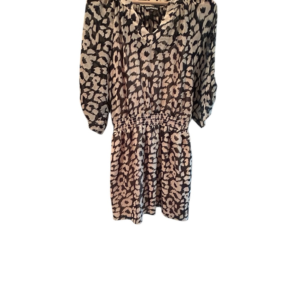 Express Leopard Print Smocked Waist Dress – Size Small